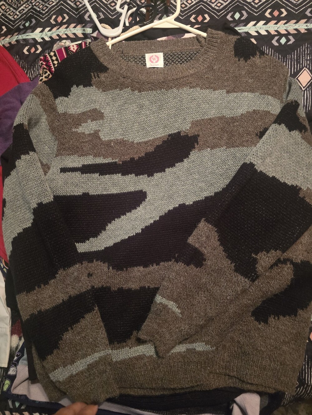 Wimens Camouflage Knit Sweater - Brown & Gray
